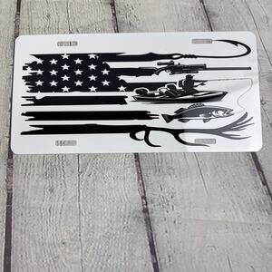 Hunting Fishing Boating License Plate Sublimated Patriotic Fathers Day